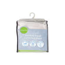 Load image into Gallery viewer, Playette Bamboo Travel Cot Fitted Sheet White