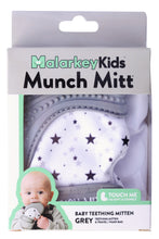 Load image into Gallery viewer, Malarkey Kids Munch Mitt Teething Mitten Grey Stars