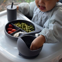 Load image into Gallery viewer, Playette Silicone Bowl and Spoon Ser - Grey
