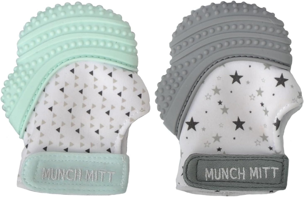 Munch Mitt Teething Mitten - 2 Pack - Mint, Grey
