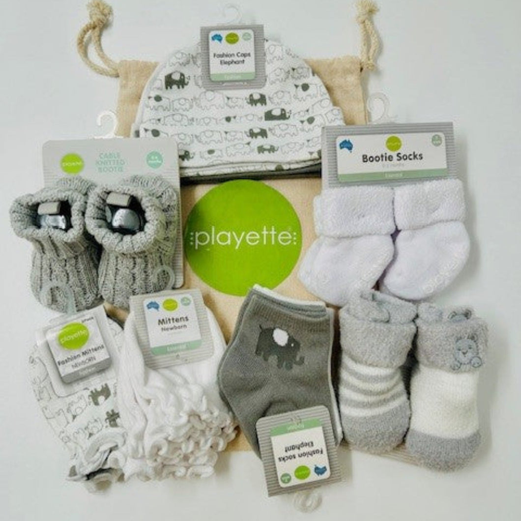 Playette Newborn Essential Bundle with Calico bag