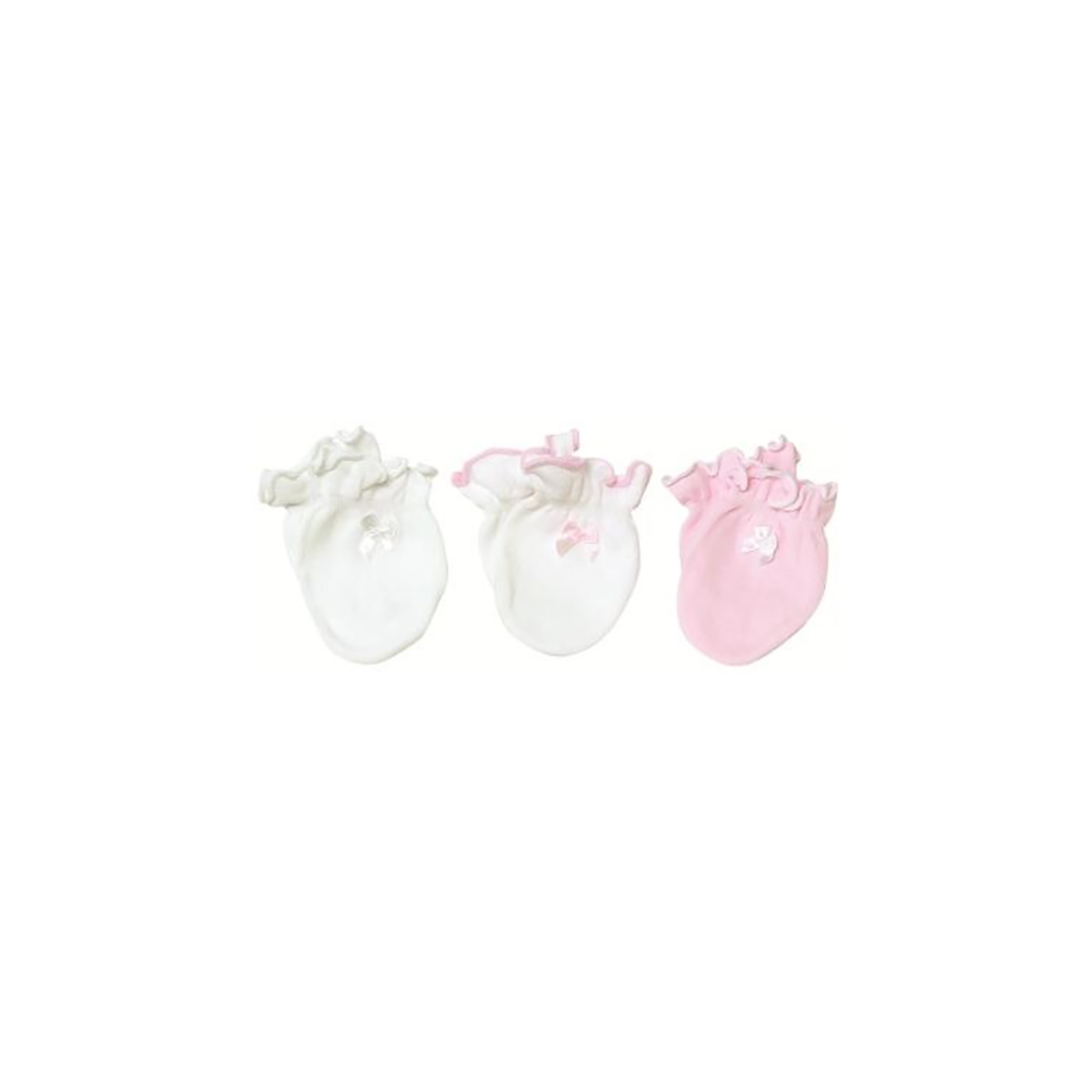 3 Pack Essential Mittens Pink/White