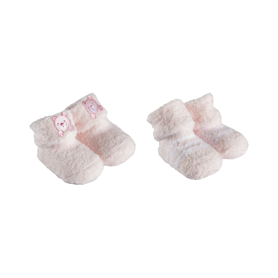 2 Pack Chenille Bootie Socks Pink